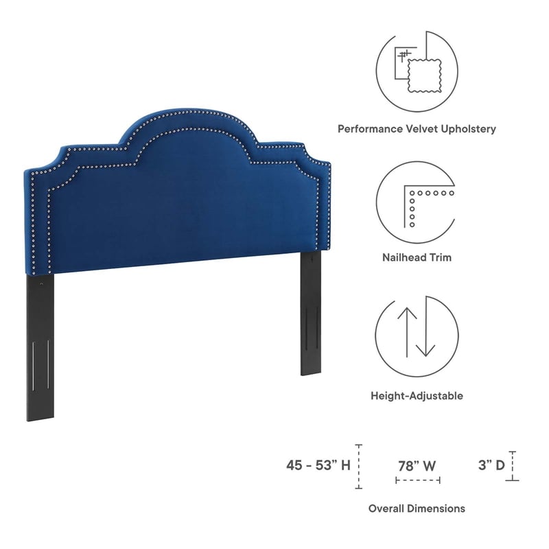 Pemberly Row King/California King Performance Velvet Headboard in Navy