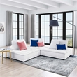 Pemberly Row 3-Piece Modern Tufted Fabric Sofa in White Finish