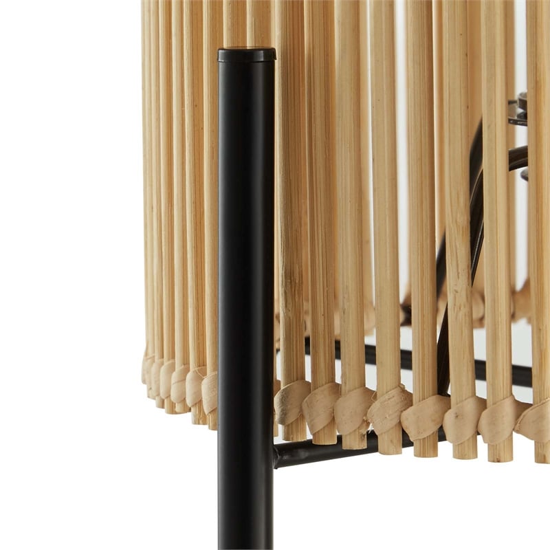 Pemberly Row Modern Bamboo and Metal Table Lamp in Natural Finish