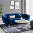 Pemberly Row Performance Velvet Sofa in Navy with Gold Legs