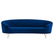 Pemberly Row Performance Velvet Sofa in Navy with Gold Legs