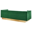 Pemberly Row Performance Velvet Sofa in Emerald with Gold Legs