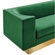 Pemberly Row Performance Velvet Sofa in Emerald with Gold Legs