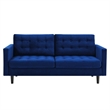 Pemberly Row Tufted Velvet Sofa in Navy with Black Legs
