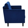 Pemberly Row Tufted Velvet Sofa in Navy with Black Legs