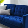 Pemberly Row Tufted Velvet Sofa in Navy with Black Legs