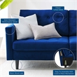 Pemberly Row Tufted Velvet Sofa in Navy with Black Legs