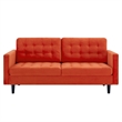 Pemberly Row Tufted Velvet Sofa in Orange with Black Legs