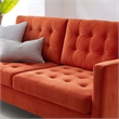Pemberly Row Tufted Velvet Sofa in Orange with Black Legs