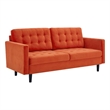 Pemberly Row Tufted Velvet Sofa in Orange with Black Legs