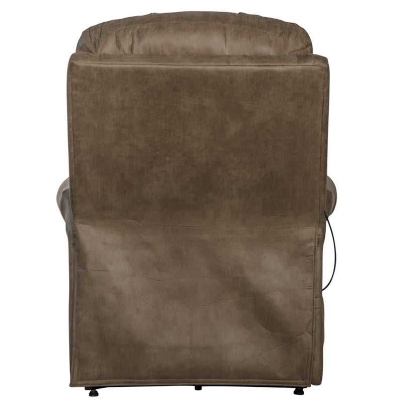 Pemberly Row Power Lift Recliner with Heat and Massage in Brown Fabric