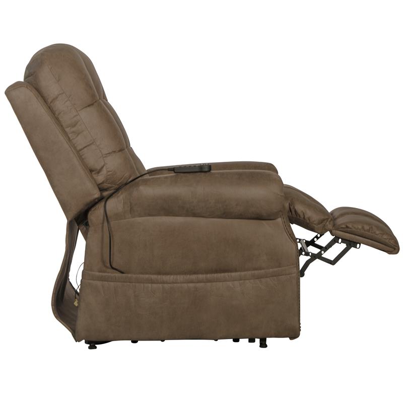 Pemberly Row Power Lift Recliner with Heat and Massage in Brown Fabric