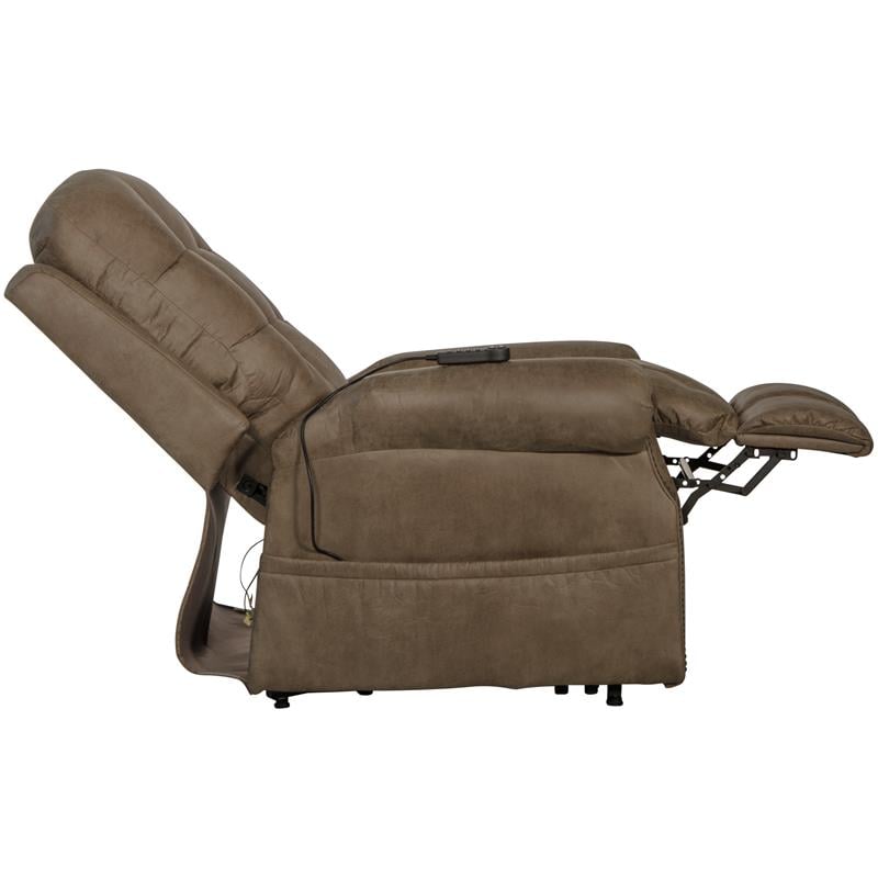 Pemberly Row Power Lift Recliner with Heat and Massage in Brown Fabric