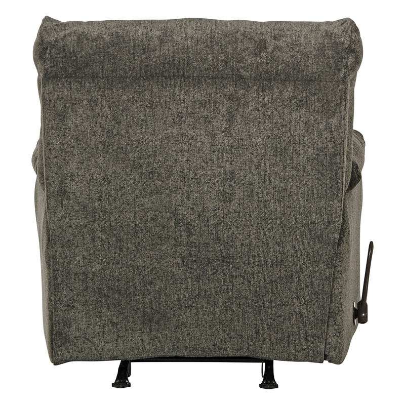 Pemberly Row Charcoal Gray Polyester Rocker Recliner with Gel Topper