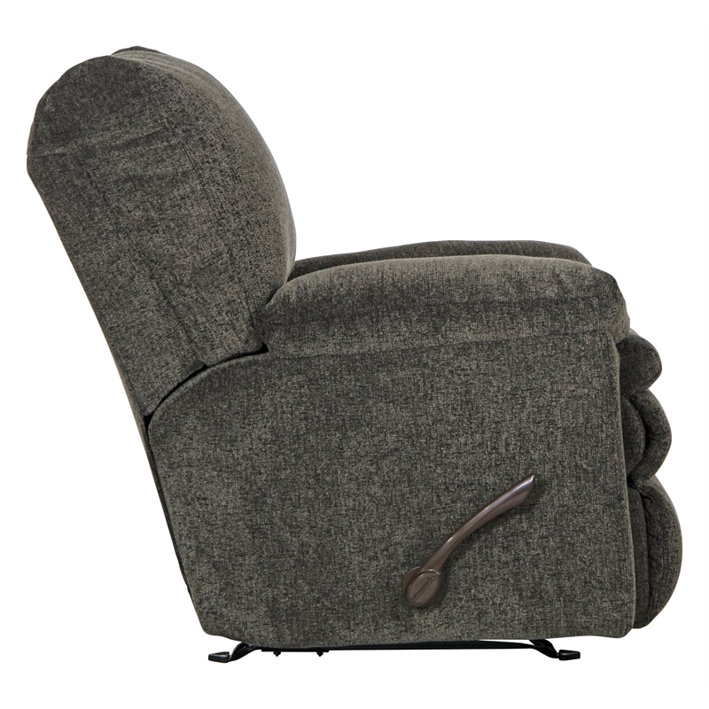 Pemberly Row Charcoal Gray Polyester Rocker Recliner with Gel Topper