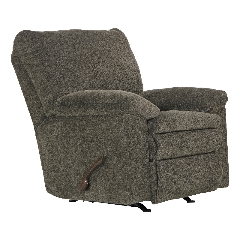 Pemberly Row Charcoal Gray Polyester Rocker Recliner with Gel Topper