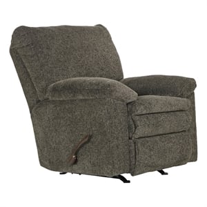 Pemberly Row Charcoal Gray Polyester Rocker Recliner with Gel Topper