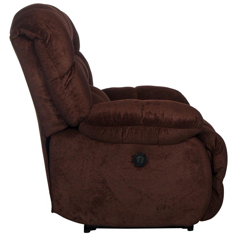 Pemberly Row Power Lay Flat Recliner in Cranberry Red Fabric