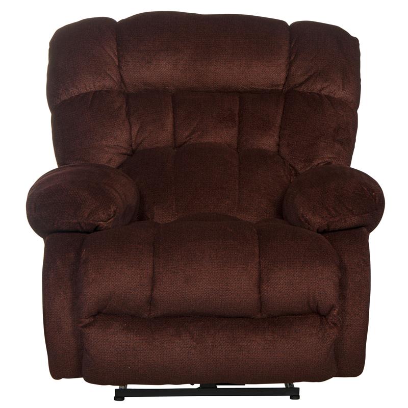 Pemberly Row Power Lay Flat Recliner in Cranberry Red Fabric