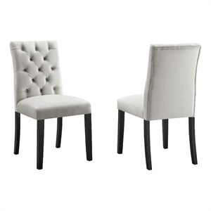 Pemberly Row 21 in Velvet Dining Chairs in Light Gray (Set of 2)