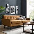 Pemberly Row Modern Velvet Sofa with Tufted Back in Cognac Brown