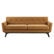 Pemberly Row Modern Velvet Sofa with Tufted Back in Cognac Brown