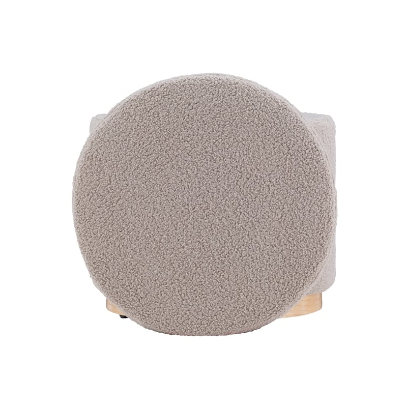 Pemberly Row Round Storage Ottoman in Sherpa Gray Fabric