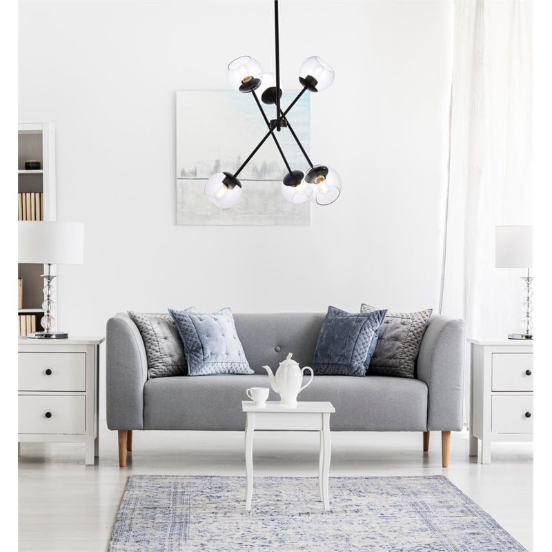 Pemberly Row 6-Light Modern Metal Pendant with Clear Glass Shades