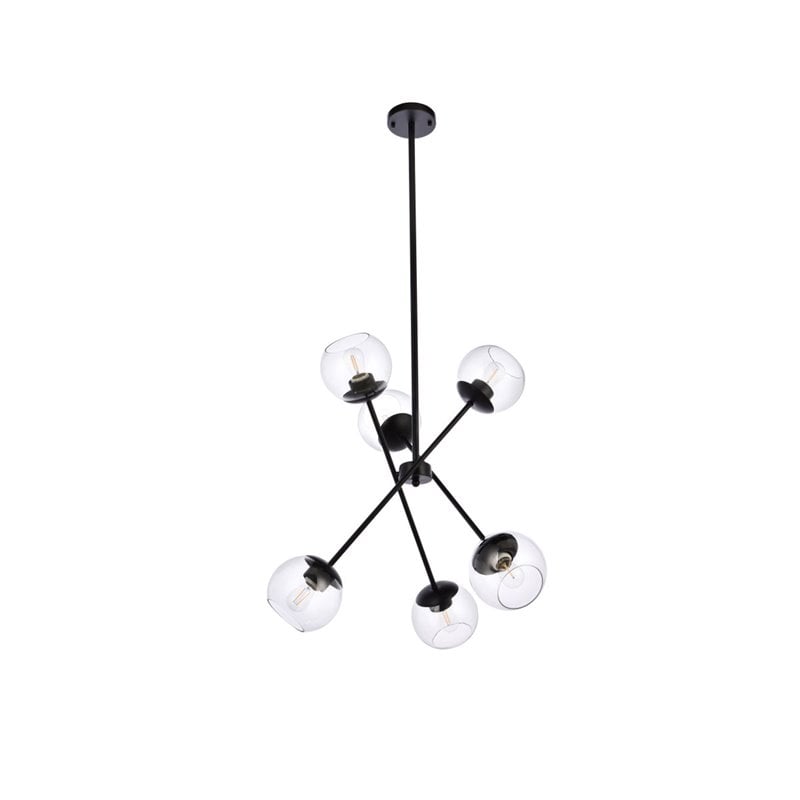 Pemberly Row 6-Light Modern Metal Pendant with Clear Glass Shades