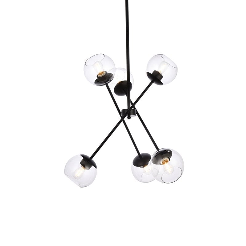 Pemberly Row 6-Light Modern Metal Pendant with Clear Glass Shades