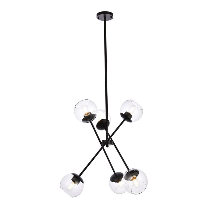 Pemberly Row 6-Light Modern Metal Pendant with Clear Glass Shades