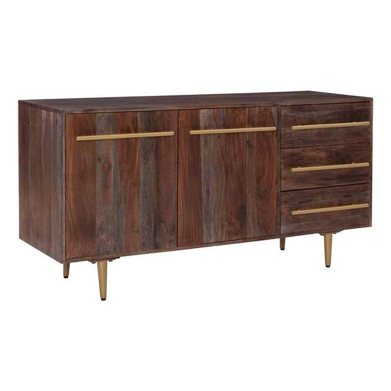 Pemberly Row Acacia Wood Console Table with Drawers in Brown