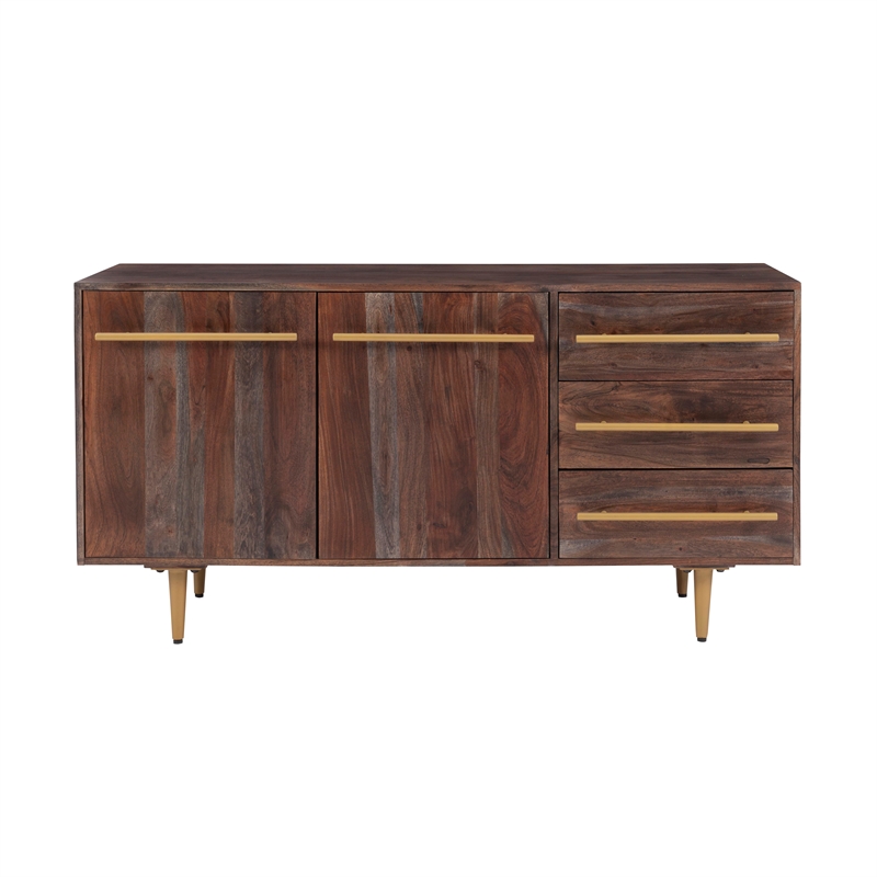 Pemberly Row Acacia Wood Console Table with Drawers in Brown