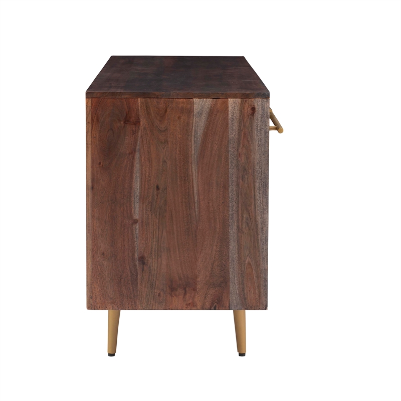 Pemberly Row Acacia Wood Console Table with Drawers in Brown