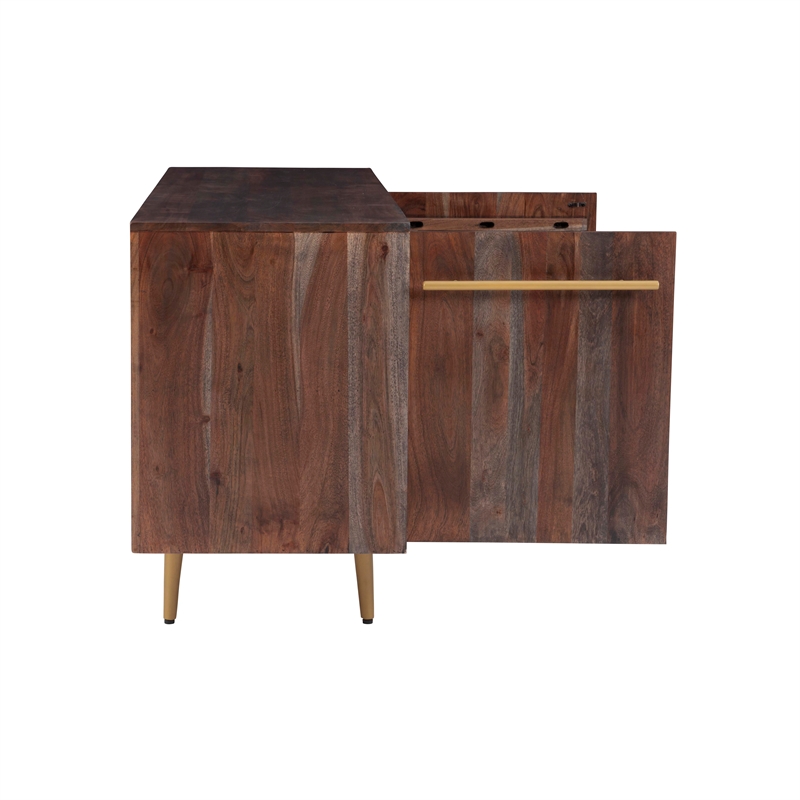 Pemberly Row Acacia Wood Console Table with Drawers in Brown