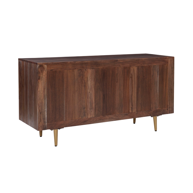 Pemberly Row Acacia Wood Console Table with Drawers in Brown