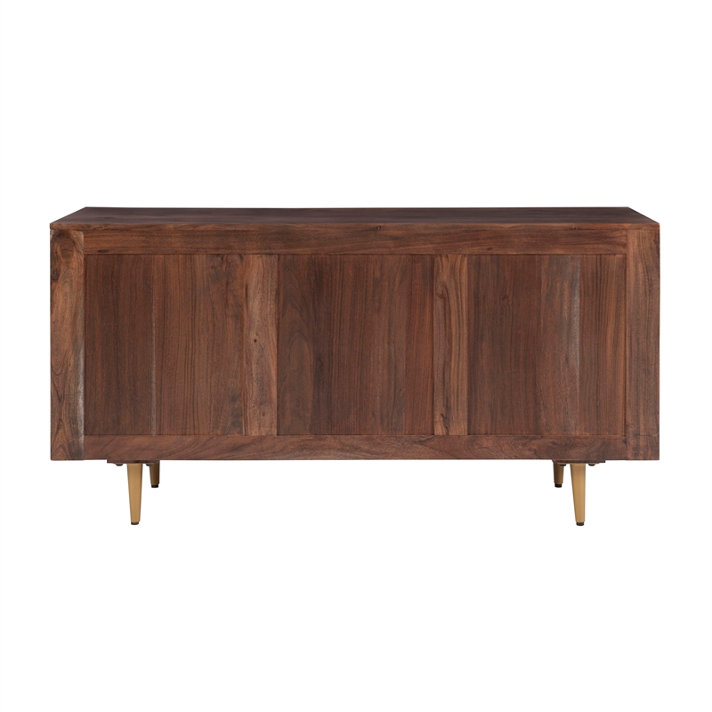Pemberly Row Acacia Wood Console Table with Drawers in Brown