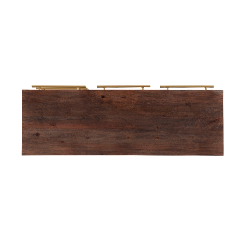 Pemberly Row Acacia Wood Console Table with Drawers in Brown