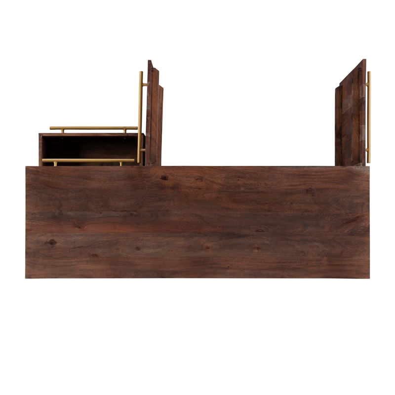 Pemberly Row Acacia Wood Console Table with Drawers in Brown