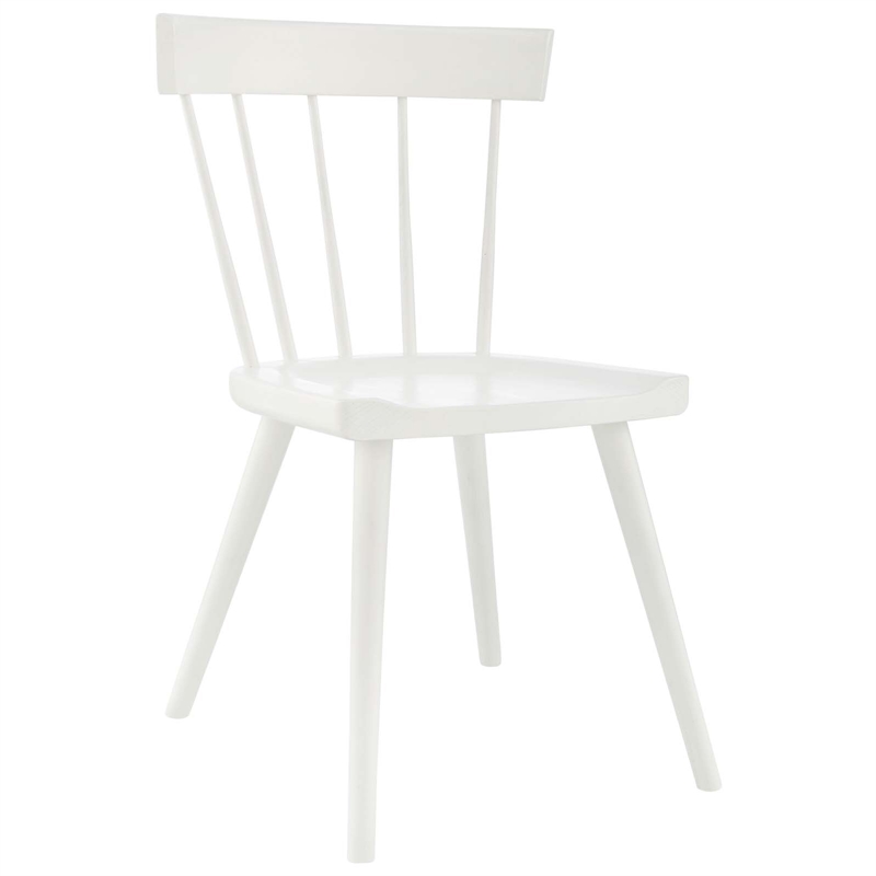 Pemberly Row Elm Wood Dining Side Chairs in White (Set of 2)