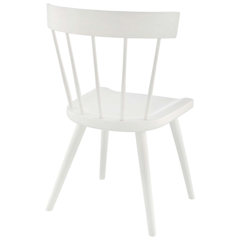 Pemberly Row Elm Wood Dining Side Chairs in White (Set of 2)