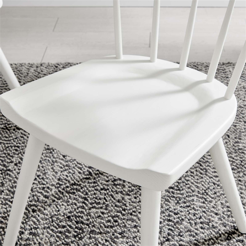 Pemberly Row Elm Wood Dining Side Chairs in White (Set of 2)