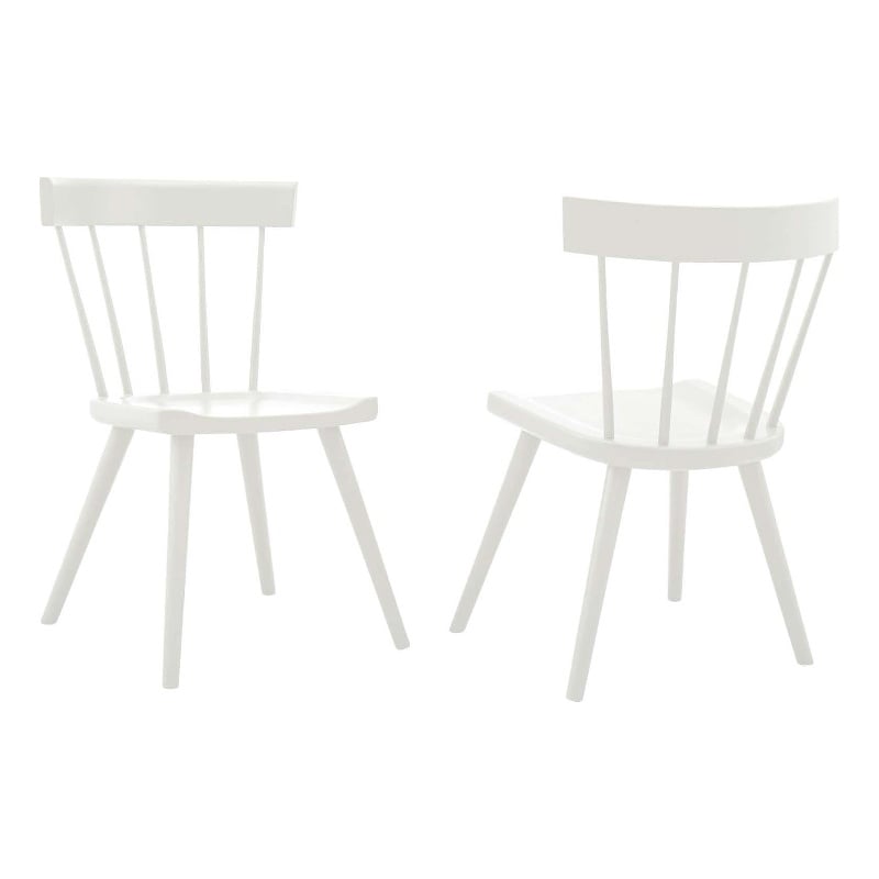 Pemberly Row Elm Wood Dining Side Chairs in White (Set of 2)