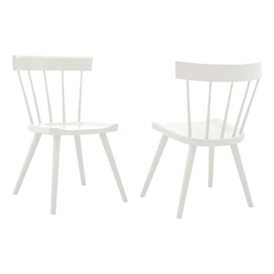 Pemberly Row Elm Wood Dining Side Chairs in White (Set of 2)