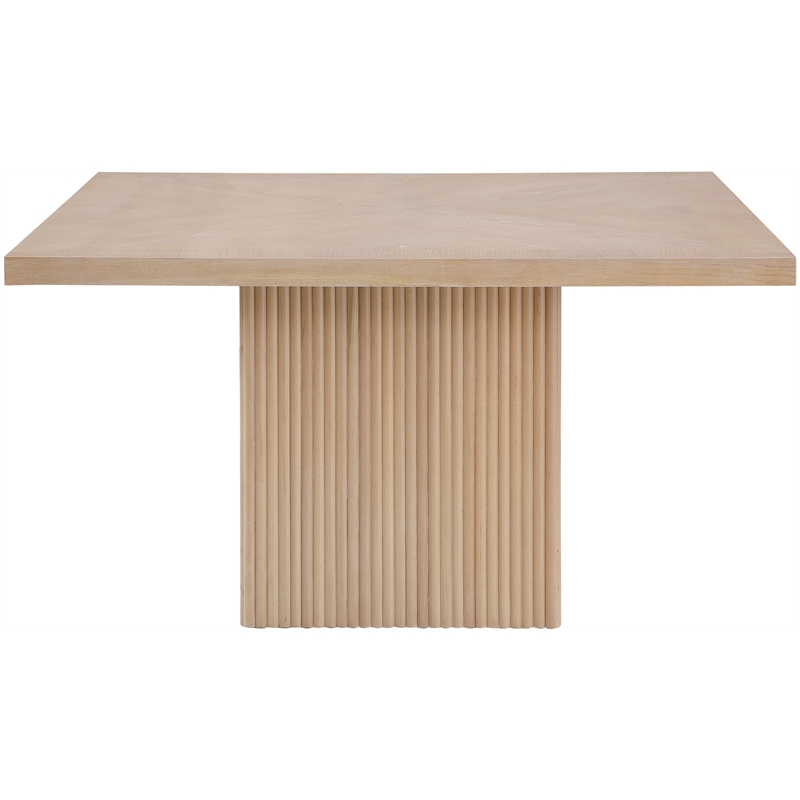Pemberly Row Solid Wood and Oak Veneer Square Dining Table in Natural Finish