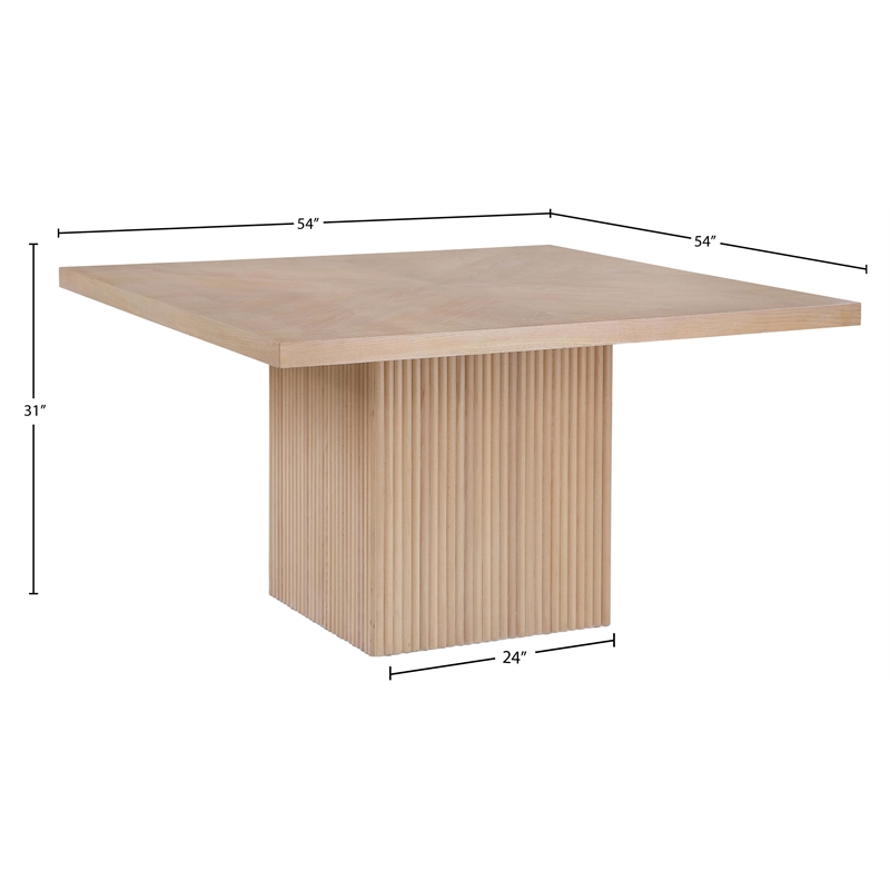 Pemberly Row Solid Wood and Oak Veneer Square Dining Table in Natural Finish