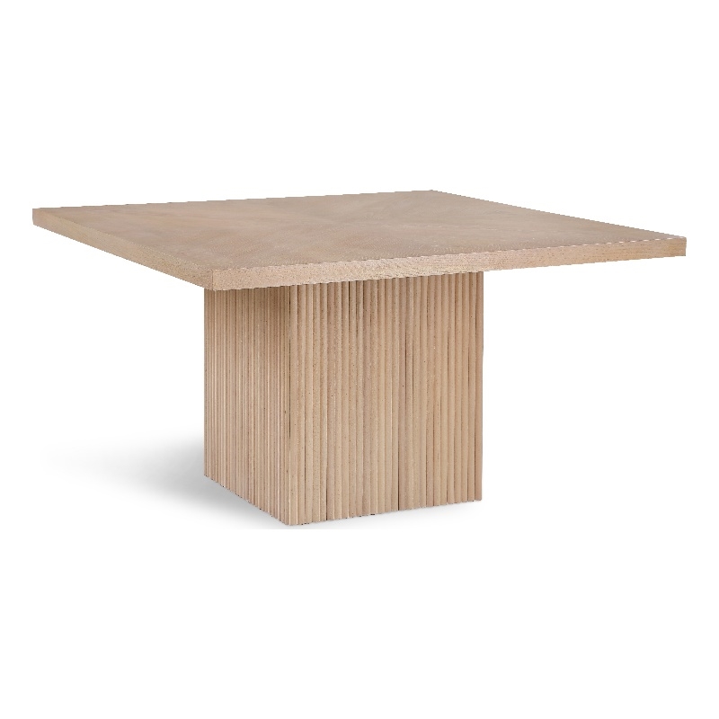 Pemberly Row Solid Wood and Oak Veneer Square Dining Table in Natural Finish