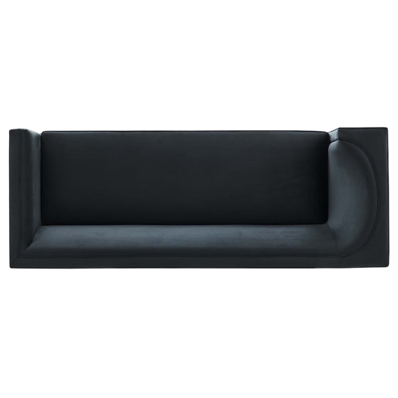 Pemberly Row Modern Black/Gold Velvet Upholstered Sofa with Stainless Steel