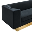 Pemberly Row Modern Black/Gold Velvet Upholstered Sofa with Stainless Steel