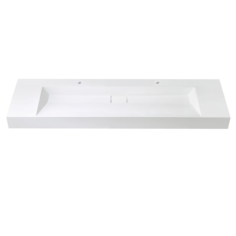 Pemberly Row 72 in Console Bathroom Sink in White Composite Granite